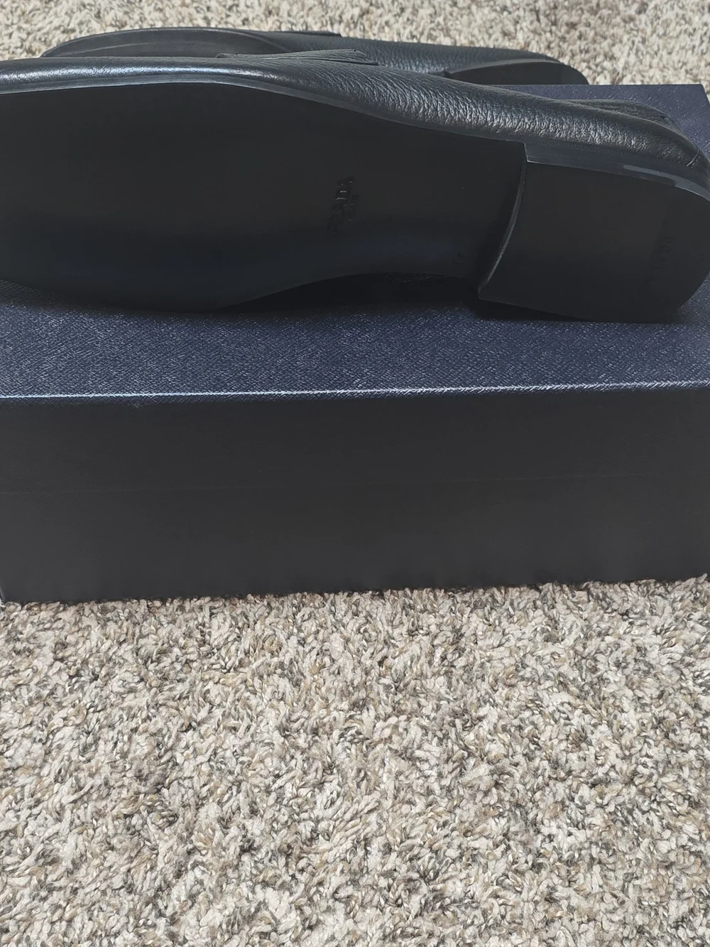 Prada Black Leather Men's Penny Loafers